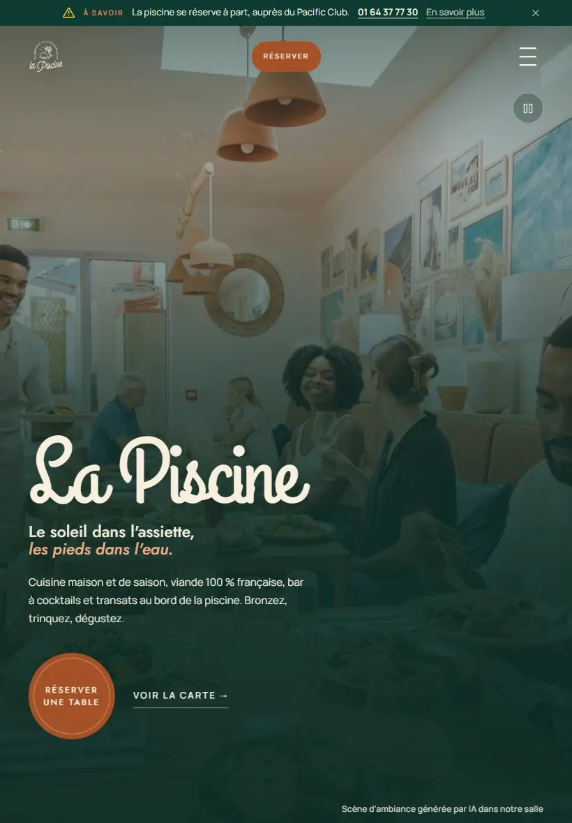 Le site La Piscine sur une tablette