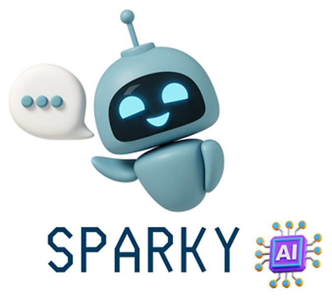 Logo de Sparky AI : un petit robot souriant et sa bulle de conversation